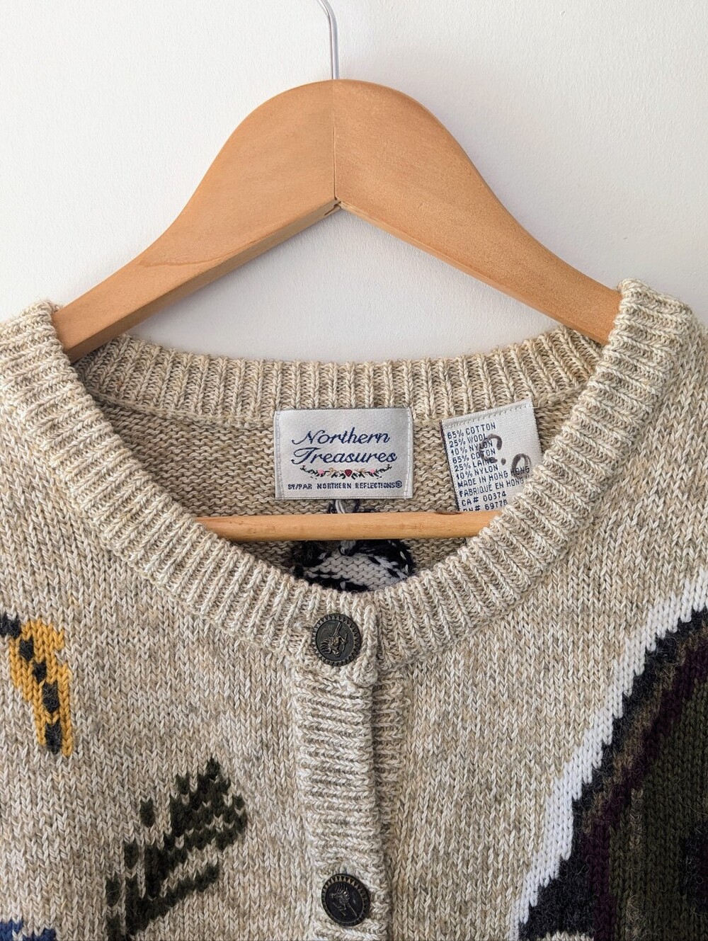 Vintage Cotton/Wool Northern Reflections Bird Themed Cardigan - Picture 3 of 11